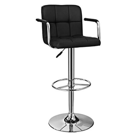 POWELL Black And Chrome Quilted Barstool 171-915